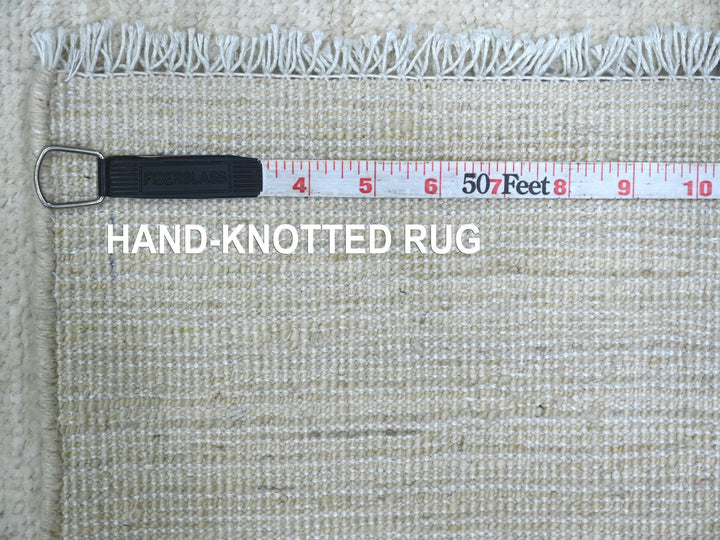 3'8" x 14'5" New Hand Knotted Ivory Wool Runner Oriental Rug - MOA10221944