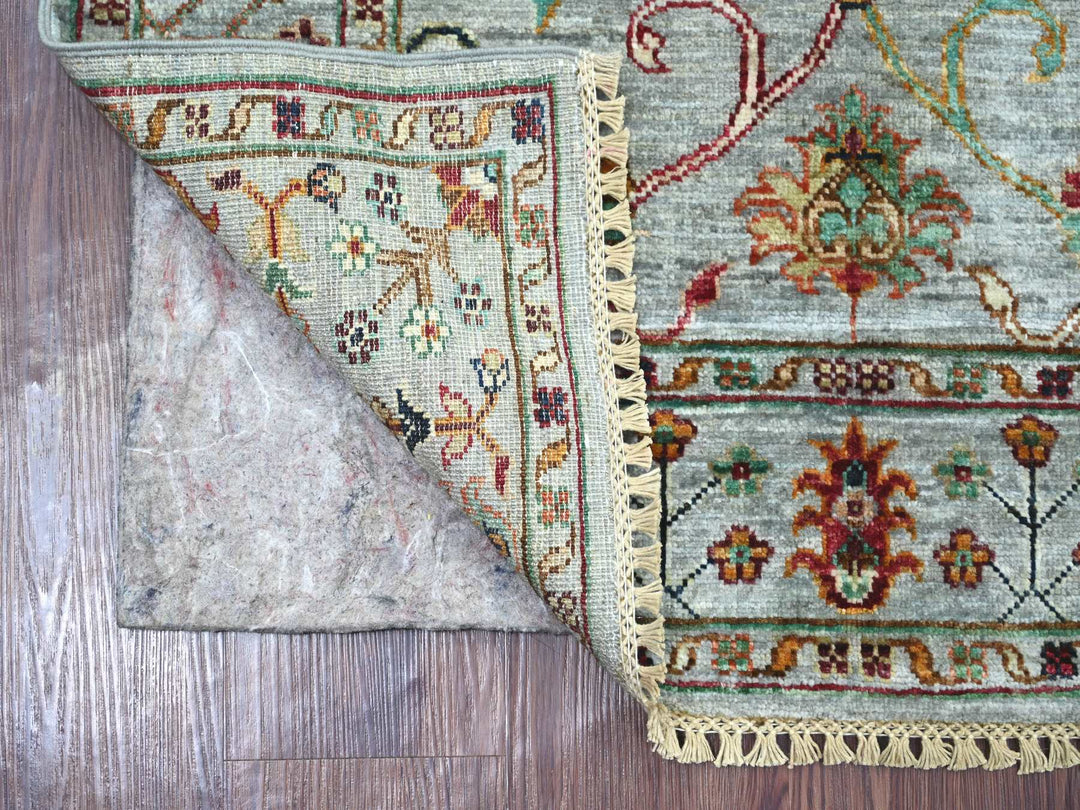 2'11" x 4'8" New Hand Knotted Grey Wool Rectangle Oriental Rug - MOA10221948
