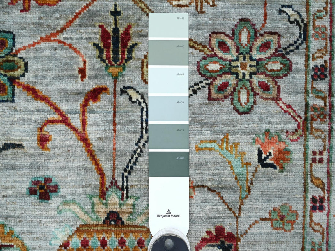 2'11" x 4'8" New Hand Knotted Grey Wool Rectangle Oriental Rug - MOA10221948