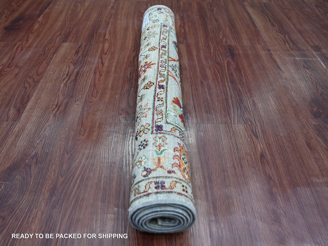 2'11" x 4'8" New Hand Knotted Grey Wool Rectangle Oriental Rug - MOA10221948