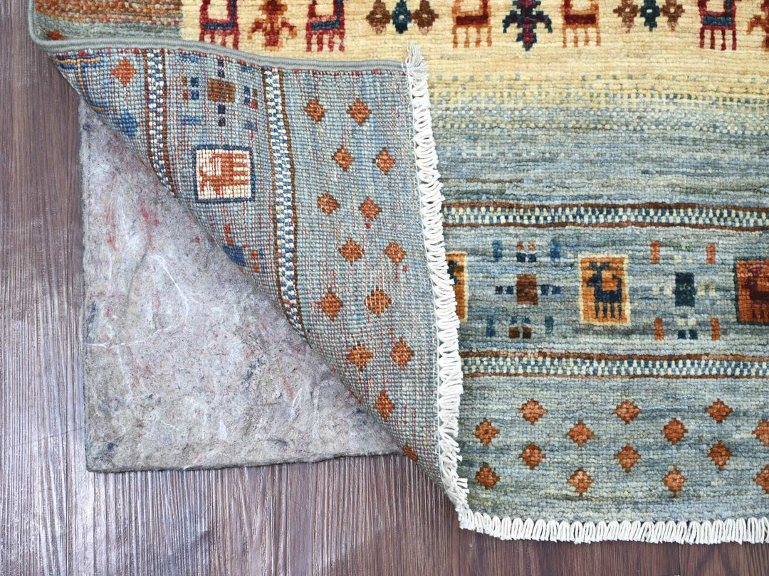 2'6" x 7'1" New Hand Knotted Blue Wool Runner Oriental Rug - MOA10221949