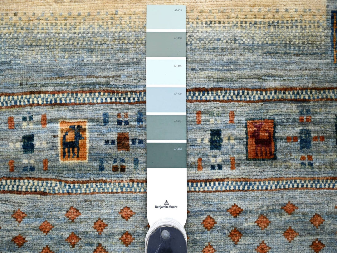 2'6" x 7'1" New Hand Knotted Blue Wool Runner Oriental Rug - MOA10221949