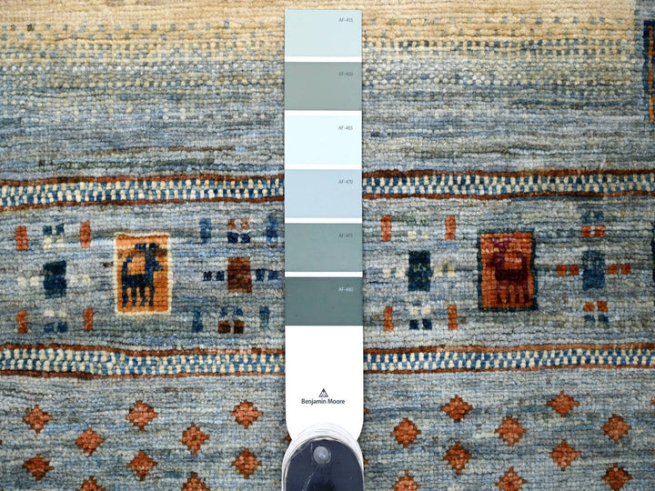 2'6" x 7'1" New Hand Knotted Blue Wool Runner Oriental Rug - MOA10221949
