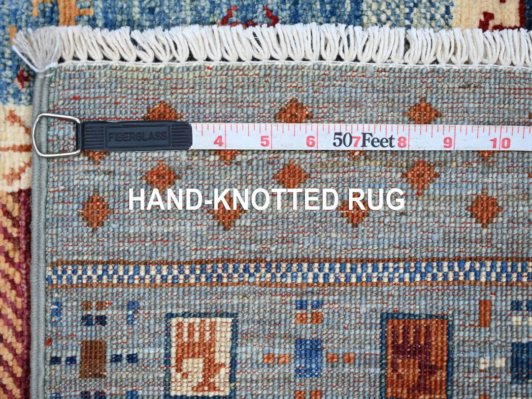 2'6" x 7'1" New Hand Knotted Blue Wool Runner Oriental Rug - MOA10221949