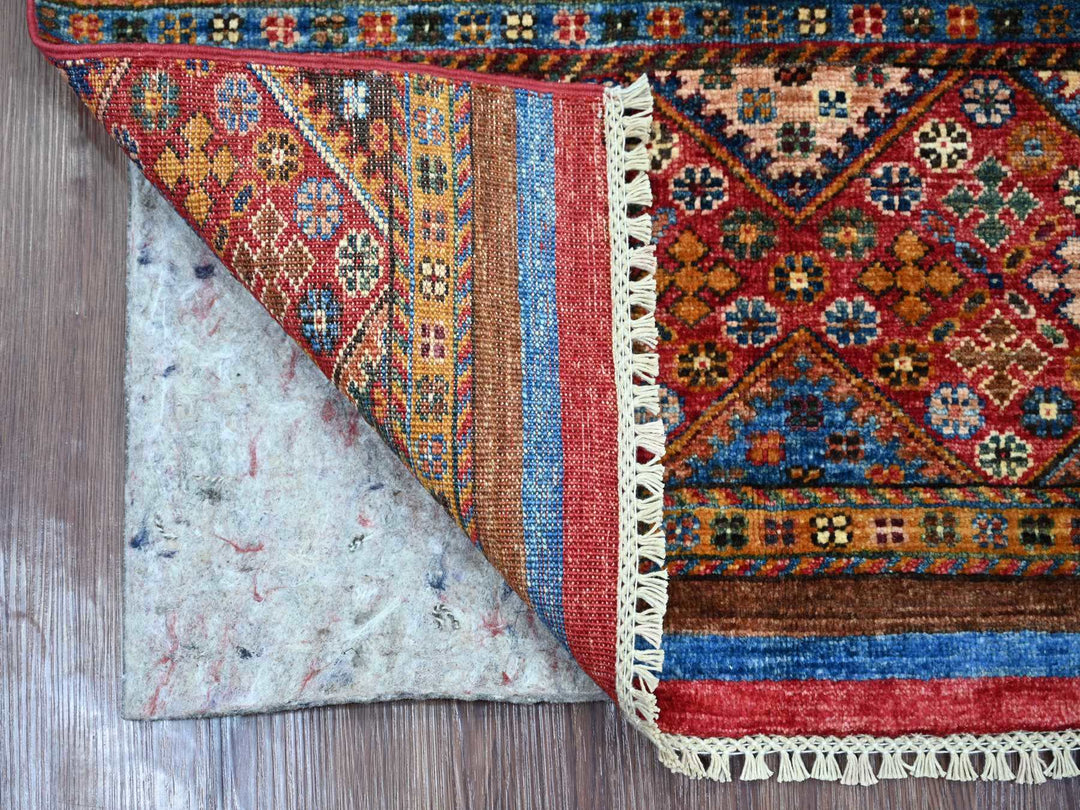 2'9" x 3'10" New Hand Knotted Red Wool Rectangle Oriental Rug - MOA10221950