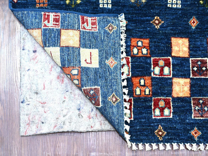 2'8" x 12'10" New Hand Knotted Blue Wool Runner Oriental Rug - MOA10221951