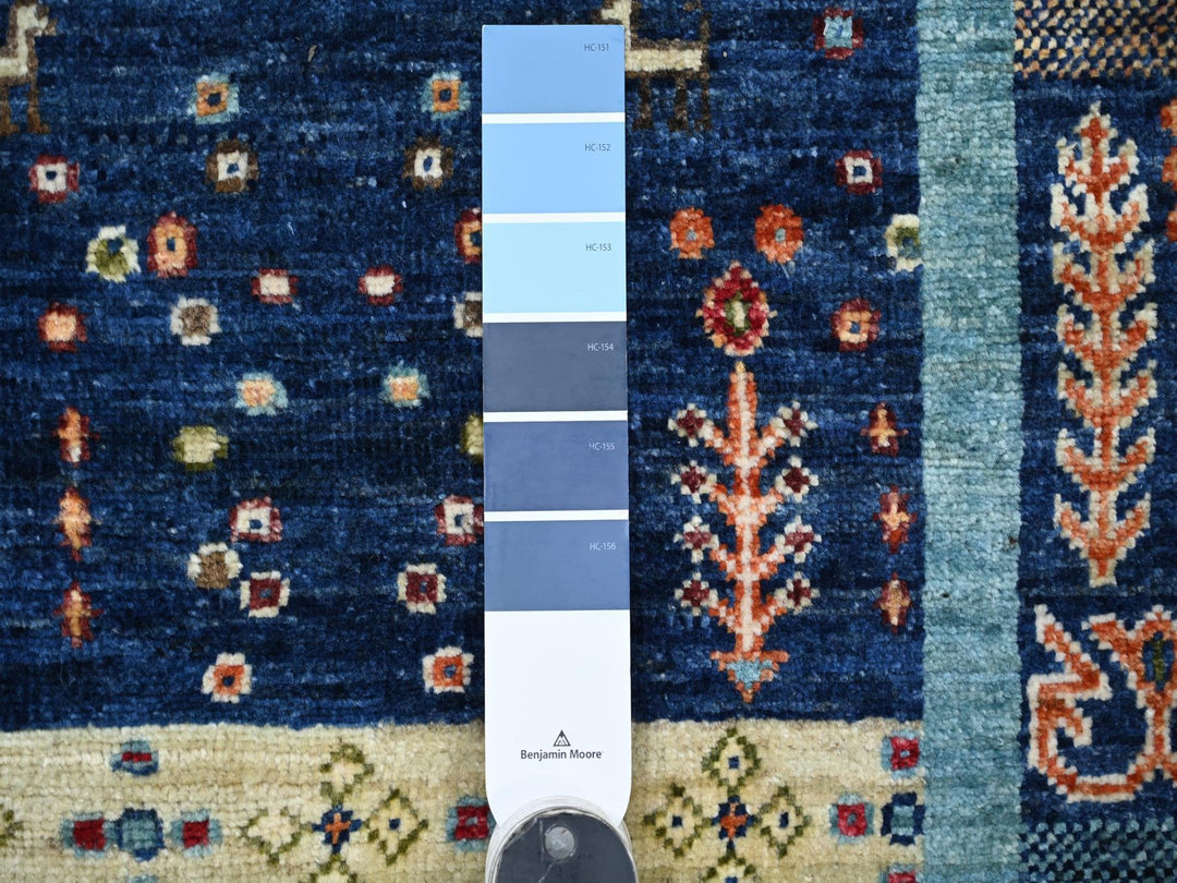 2'8" x 12'10" New Hand Knotted Blue Wool Runner Oriental Rug - MOA10221951