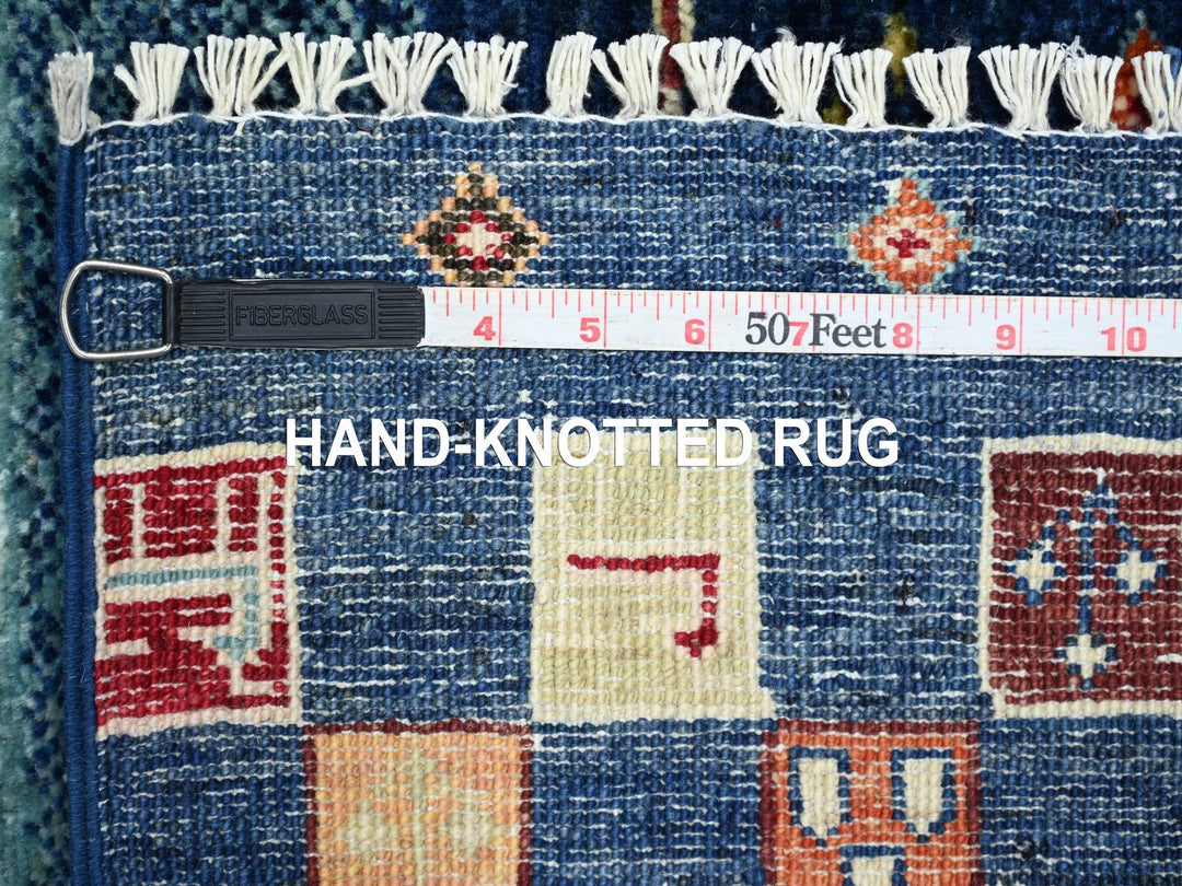 2'8" x 12'10" New Hand Knotted Blue Wool Runner Oriental Rug - MOA10221951
