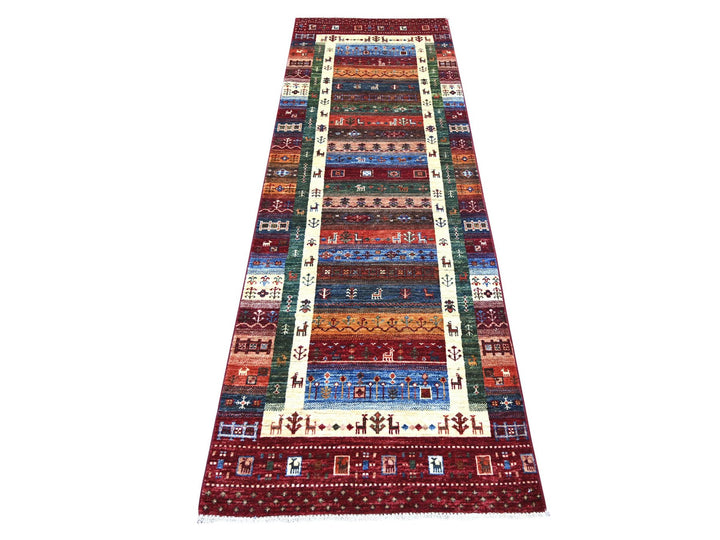 2'8" x 8'3" New Hand Knotted Red Wool Runner Oriental Rug - MOA10221953