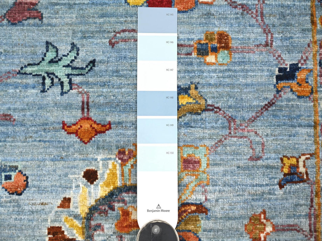2'8" x 8'2" New Hand Knotted Blue Wool Runner Oriental Rug - MOA10221955