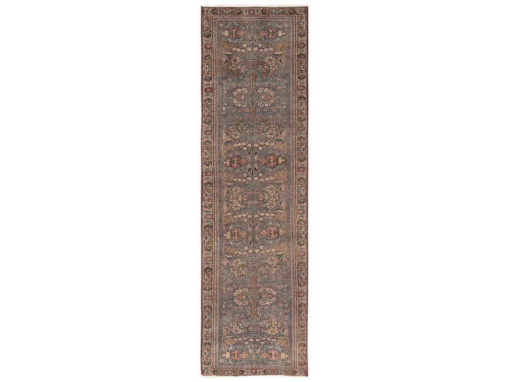 2'11" x 10'10" Vintage Hand Knotted Brown Wool Runner Oriental Rug - MOA1022195