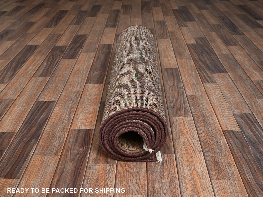 2'11" x 10'10" Vintage Hand Knotted Brown Wool Runner Oriental Rug - MOA1022195