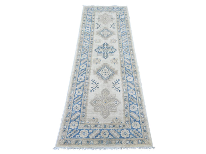 2'6" x 7'6" New Hand Knotted Ivory Wool Runner Oriental Rug - MOA10221961