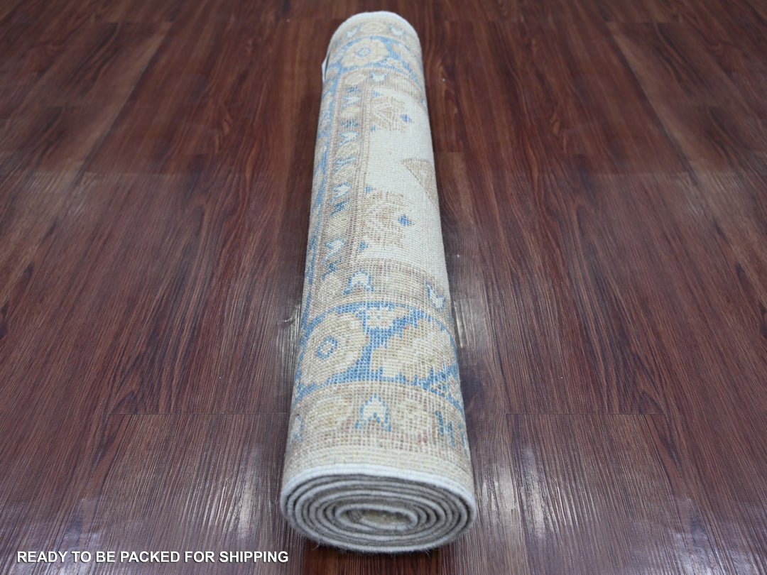 2'6" x 7'6" New Hand Knotted Ivory Wool Runner Oriental Rug - MOA10221961