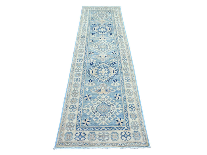 2'9" x 9'7" New Hand Knotted Blue Wool Runner Oriental Rug - MOA10221962