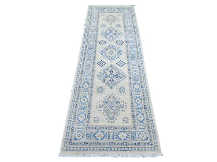 2'7" x 7'9" New Hand Knotted Ivory Wool Runner Oriental Rug - MOA10221963