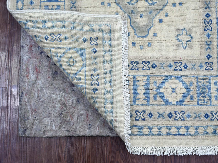 2'7" x 7'9" New Hand Knotted Ivory Wool Runner Oriental Rug - MOA10221963