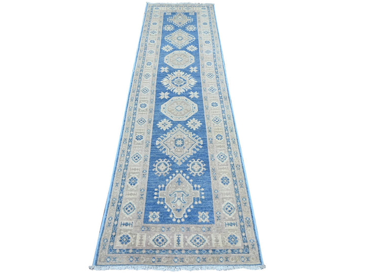 2'7" x 9'7" New Hand Knotted Blue Wool Runner Oriental Rug - MOA10221964