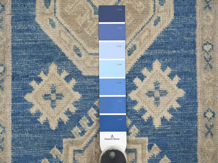 2'7" x 9'7" New Hand Knotted Blue Wool Runner Oriental Rug - MOA10221964