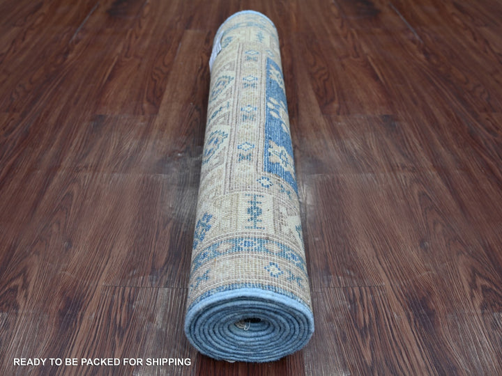 2'7" x 9'7" New Hand Knotted Blue Wool Runner Oriental Rug - MOA10221964