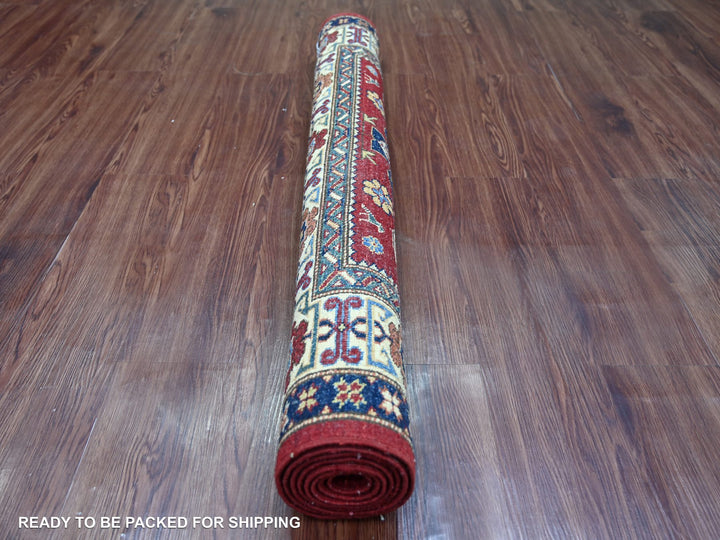 3'11" x 6'2" New Hand Knotted Red Wool Rectangle Oriental Rug - MOA10221966