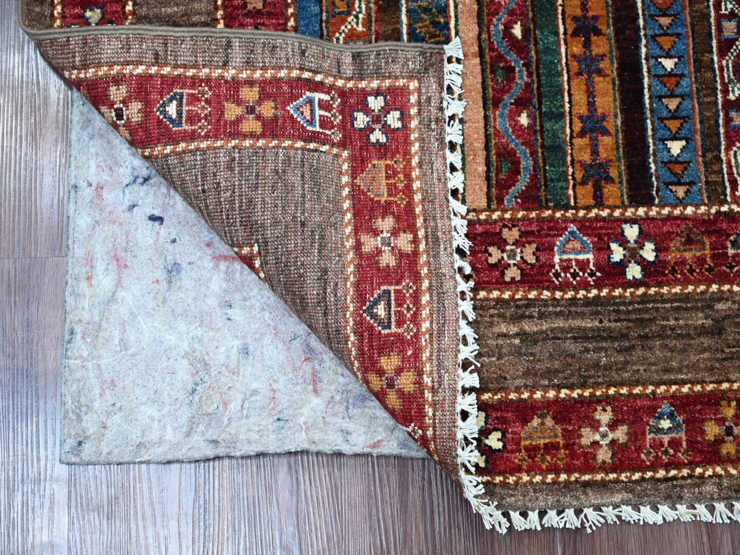 4'4" x 6'0" New Hand Knotted Brown Wool Rectangle Oriental Rug - MOA10221967