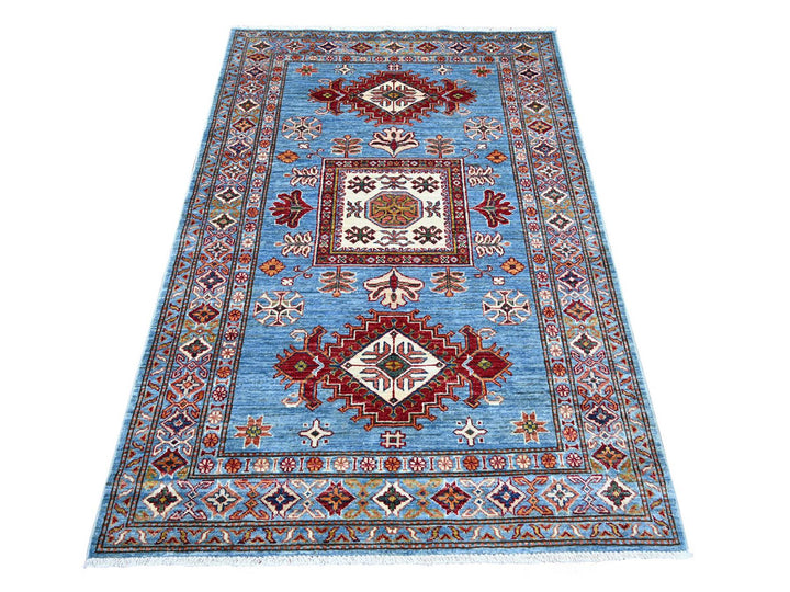 4'1" x 6'0" New Hand Knotted Blue Wool Rectangle Oriental Rug - MOA10221968
