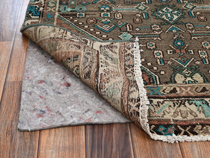 2'10" x 9'11" Vintage Hand Knotted Brown Wool Runner Oriental Rug - MOA1022196