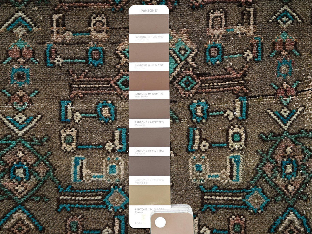 2'10" x 9'11" Vintage Hand Knotted Brown Wool Runner Oriental Rug - MOA1022196