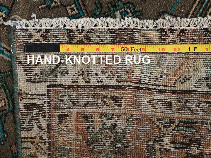 2'10" x 9'11" Vintage Hand Knotted Brown Wool Runner Oriental Rug - MOA1022196