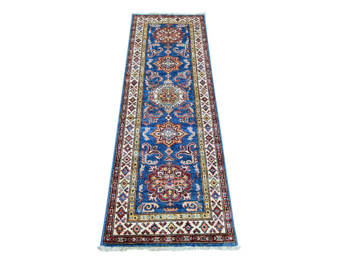 2'1" x 6'0" New Hand Knotted Blue Wool Runner Oriental Rug - MOA10221970