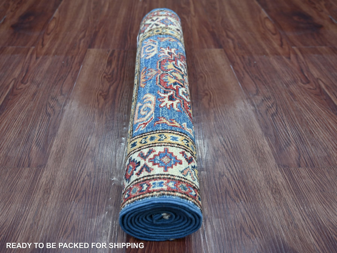 2'1" x 6'0" New Hand Knotted Blue Wool Runner Oriental Rug - MOA10221970