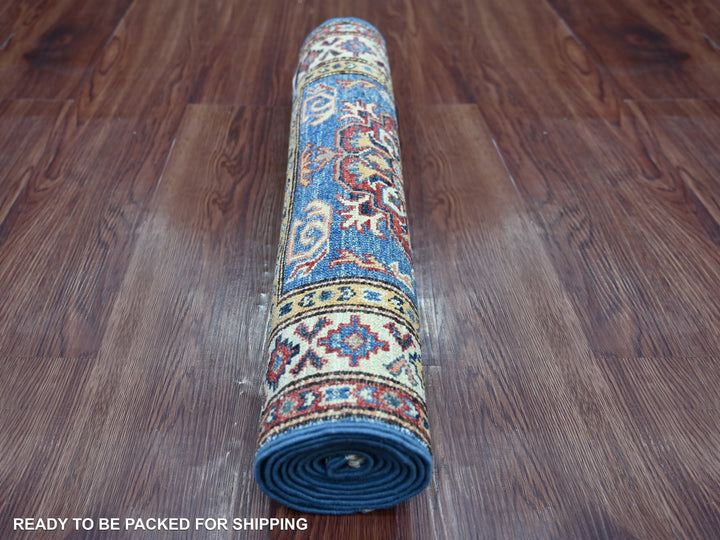2'1" x 6'0" New Hand Knotted Blue Wool Runner Oriental Rug - MOA10221970
