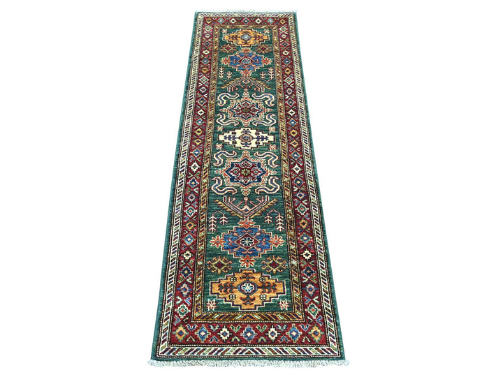 1'11" x 6'0" New Hand Knotted Green Wool Runner Oriental Rug - MOA10221971