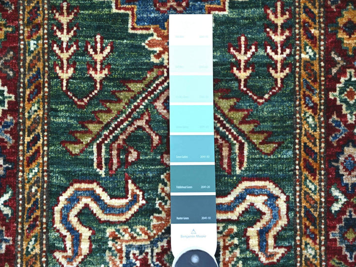 1'11" x 6'0" New Hand Knotted Green Wool Runner Oriental Rug - MOA10221971