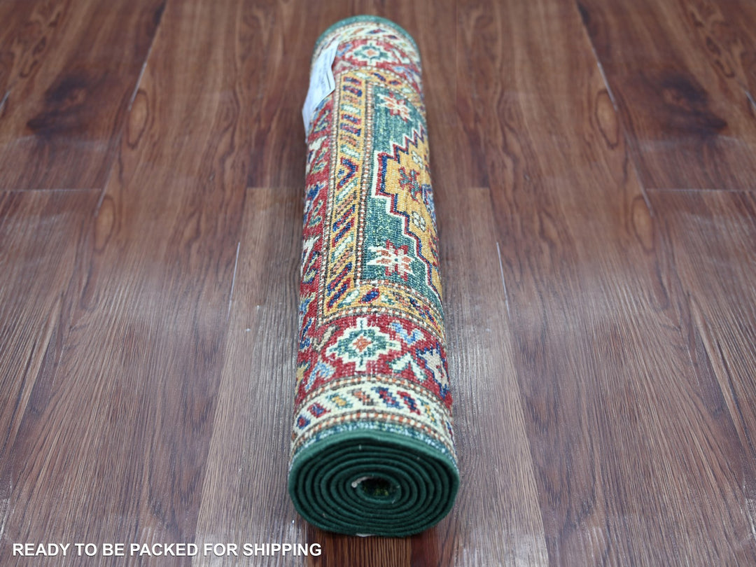1'11" x 6'0" New Hand Knotted Green Wool Runner Oriental Rug - MOA10221971