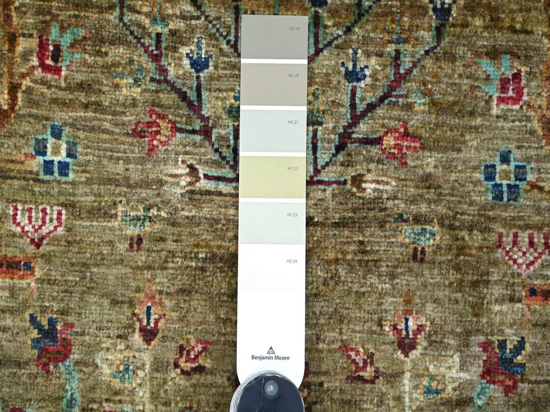 1'11" x 3'2" New Hand Knotted Green Wool Rectangle Oriental Rug - MOA10221973
