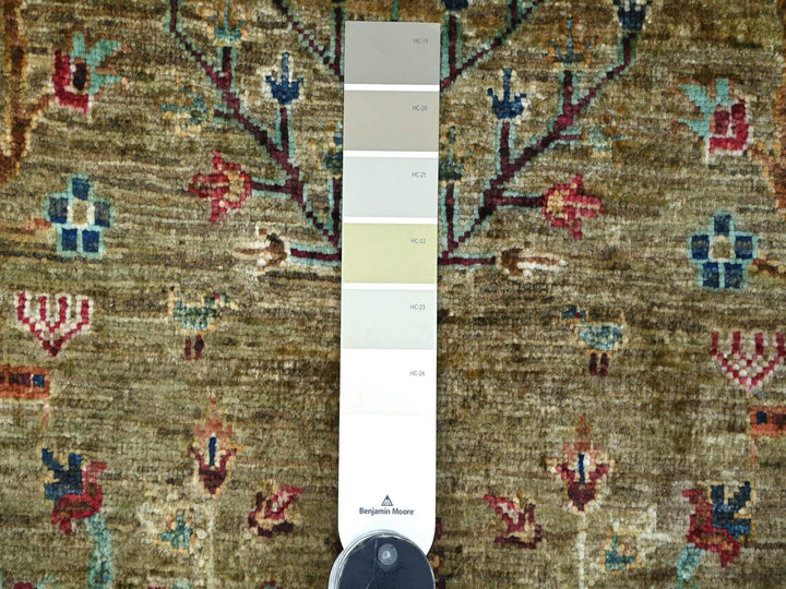1'11" x 3'2" New Hand Knotted Green Wool Rectangle Oriental Rug - MOA10221973
