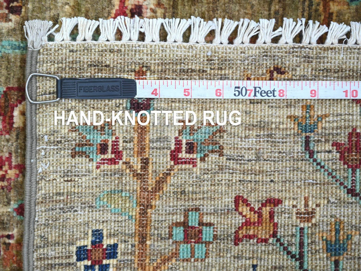 1'11" x 3'2" New Hand Knotted Green Wool Rectangle Oriental Rug - MOA10221973