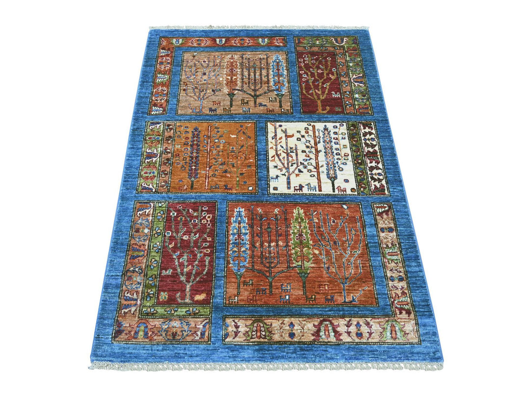 3'3" x 4'11" New Hand Knotted Blue Wool Rectangle Oriental Rug - MOA10221977