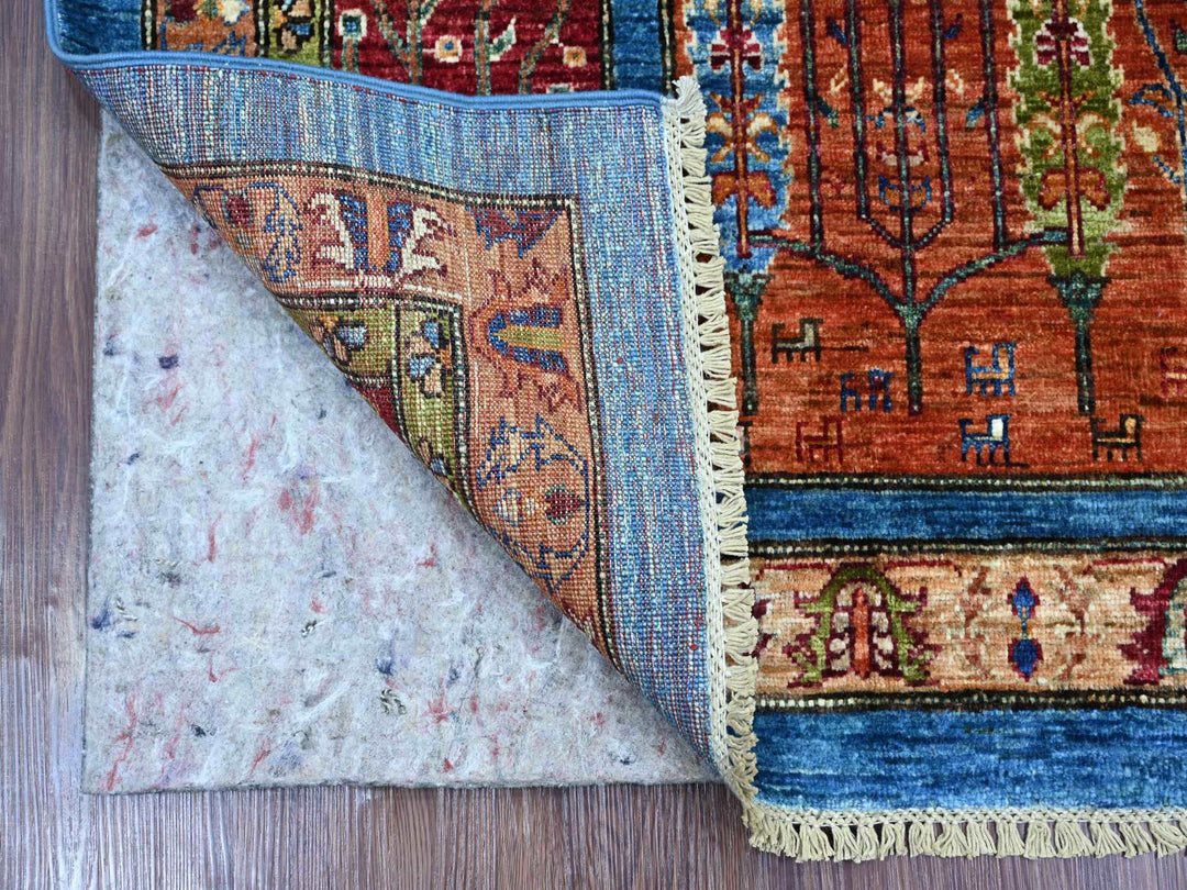 3'3" x 4'11" New Hand Knotted Blue Wool Rectangle Oriental Rug - MOA10221977