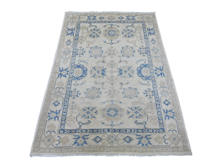 4'0" x 5'8" New Hand Knotted Ivory Wool Rectangle Oriental Rug - MOA10221979