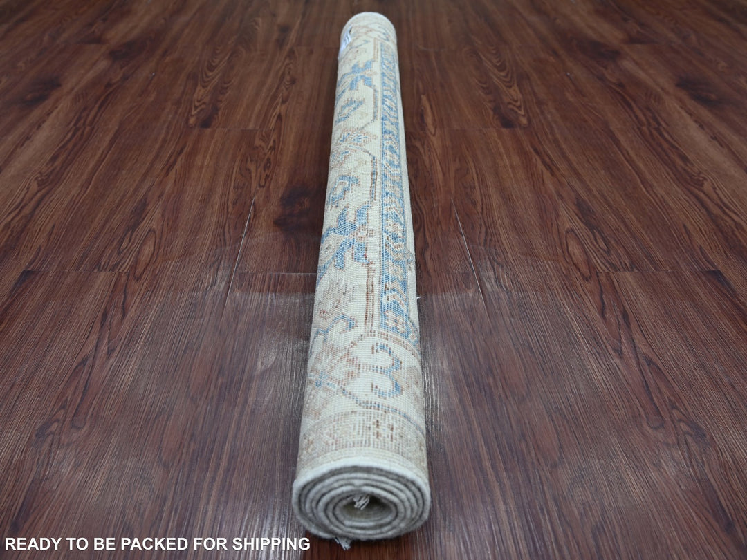 4'0" x 5'8" New Hand Knotted Ivory Wool Rectangle Oriental Rug - MOA10221979