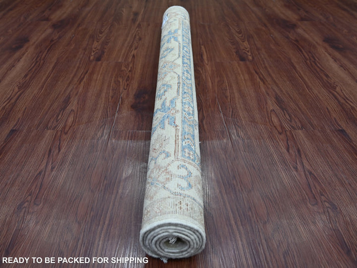 4'0" x 5'8" New Hand Knotted Ivory Wool Rectangle Oriental Rug - MOA10221979