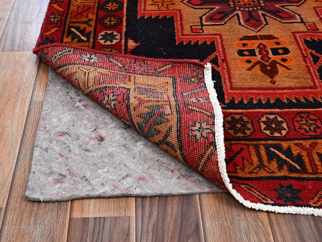 3'2" x 10'7" Vintage Hand Knotted Black Wool Runner Oriental Rug - MOA1022197