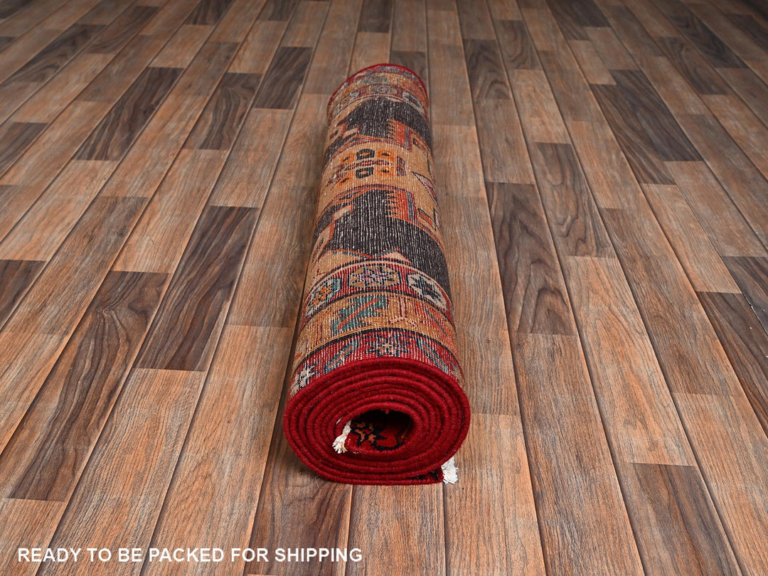 3'2" x 10'7" Vintage Hand Knotted Black Wool Runner Oriental Rug - MOA1022197