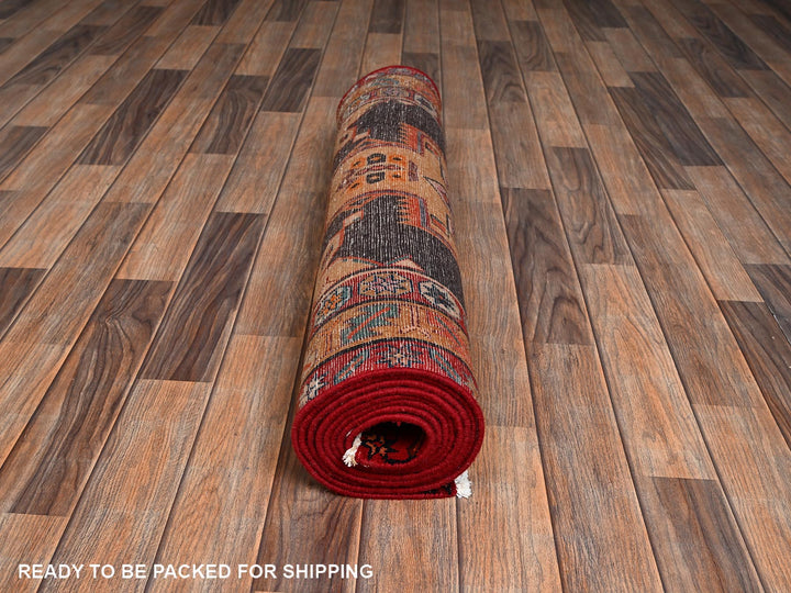 3'2" x 10'7" Vintage Hand Knotted Black Wool Runner Oriental Rug - MOA1022197
