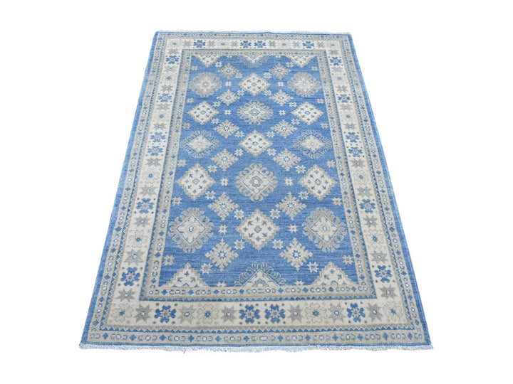 4'0" x 5'9" New Hand Knotted Blue Wool Rectangle Oriental Rug - MOA10221980