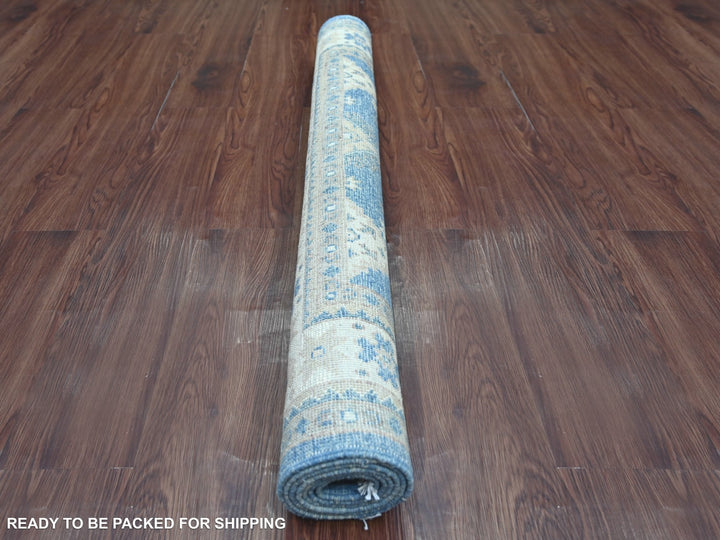 4'0" x 5'9" New Hand Knotted Blue Wool Rectangle Oriental Rug - MOA10221980