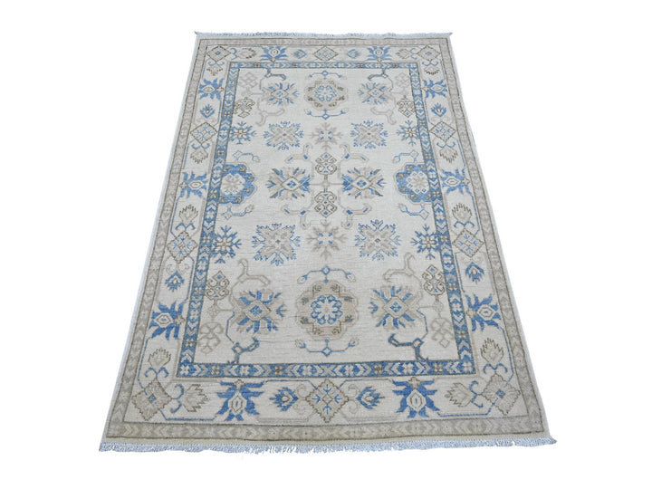 3'10" x 5'8" New Hand Knotted Ivory Wool Rectangle Oriental Rug - MOA10221981